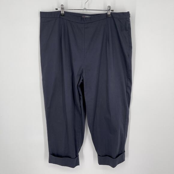 Bill Blass VINTAGE Pants Womens 18W Stretch Navy Crop Capri Cuffed Cotton Blend - Picture 1 of 8